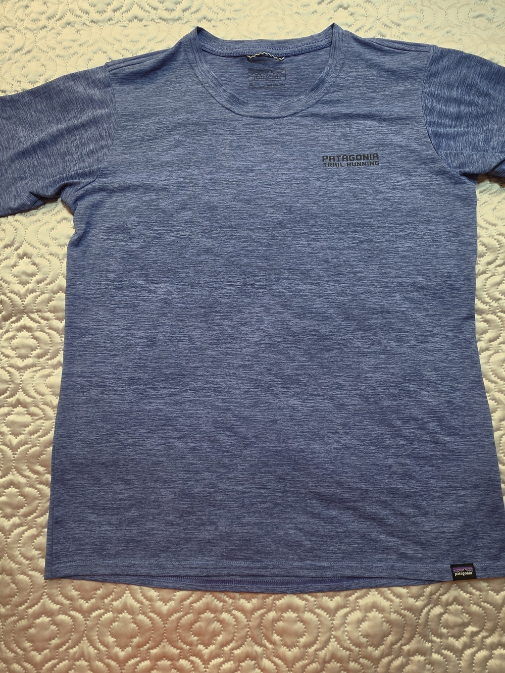 Patagonia Capilene Cool Daily T Shirt Men Med Short Sleeve Blue Trail Running.